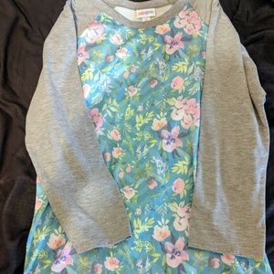 LuLaRoe M Randy turquoise pink floral baseball Tee